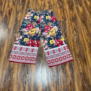 Cato Floral Medallion Print Size M Womens MP Wide Leg Pants Navy Red Yellow
